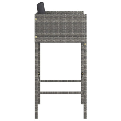 Bar Stools with Cushions 2 pcs Grey Poly Rattan