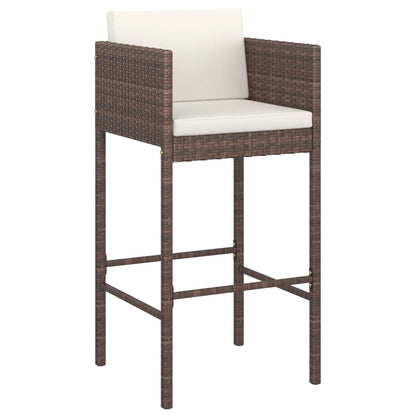 Bar Stool | Set of 4 | Brown | Poly Rattan | Counter Height | Lightweight