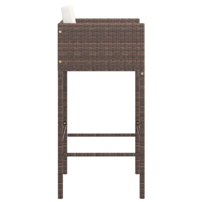 Bar Stool | Set of 4 | Brown | Poly Rattan | Counter Height | Lightweight