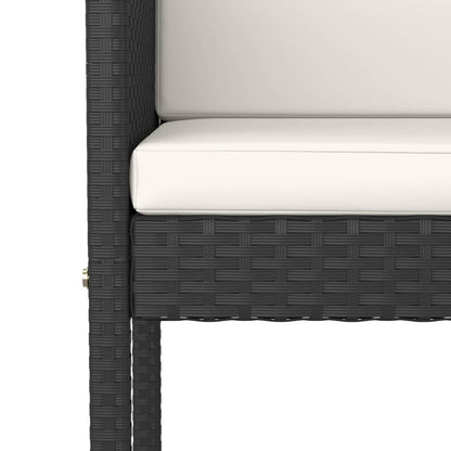 Bar Stool | Set of 4 | Black | Poly Rattan, Powder-Coated Steel