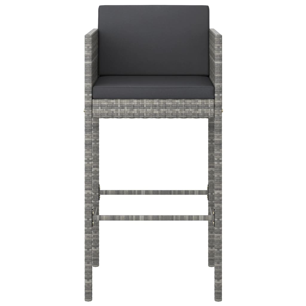 Bar Stools 4 pcs with Cushions Grey Poly Rattan showcasing modern design for indoor and outdoor use.