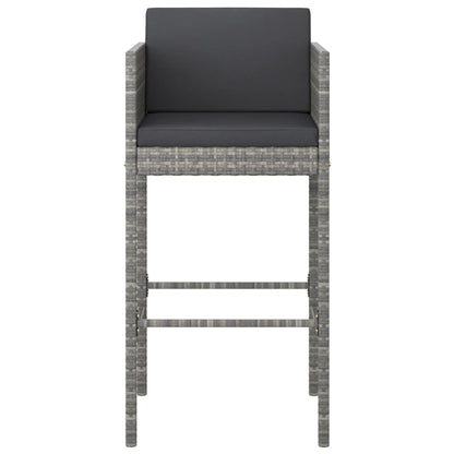 Bar Stools 4 pcs with Cushions Grey Poly Rattan showcasing modern design for indoor and outdoor use.