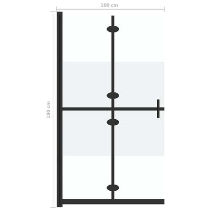 Foldable Walk-in Shower Wall Half Frosted ESG Glass 100x190 cm