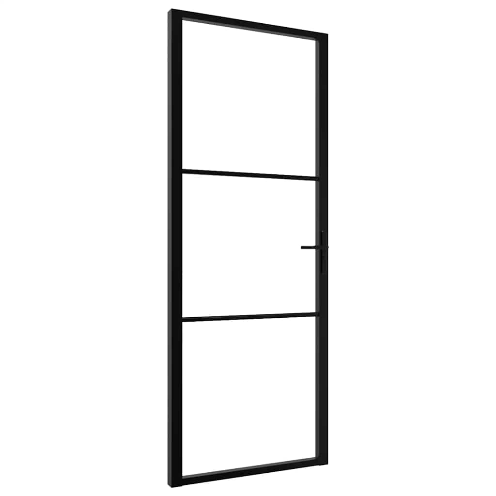 Interior Door ESG Glass and Aluminium 76x201.5 cm Black