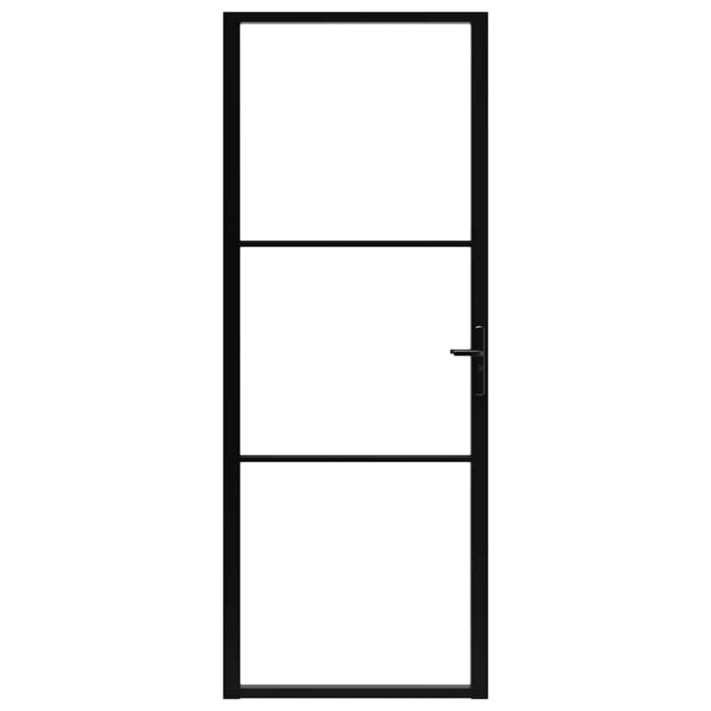 Interior Door ESG Glass and Aluminium 76x201.5 cm Black