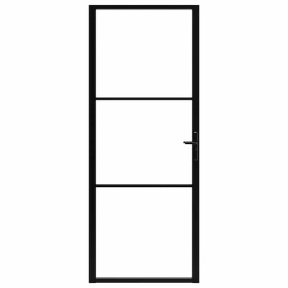 Interior Door ESG Glass and Aluminium 83x201.5 cm Black