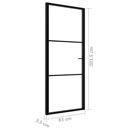 Interior Door ESG Glass and Aluminium 83x201.5 cm Black