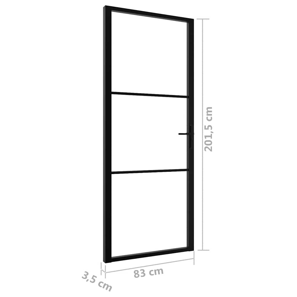 Interior Door ESG Glass and Aluminium 83x201,5 cm Black