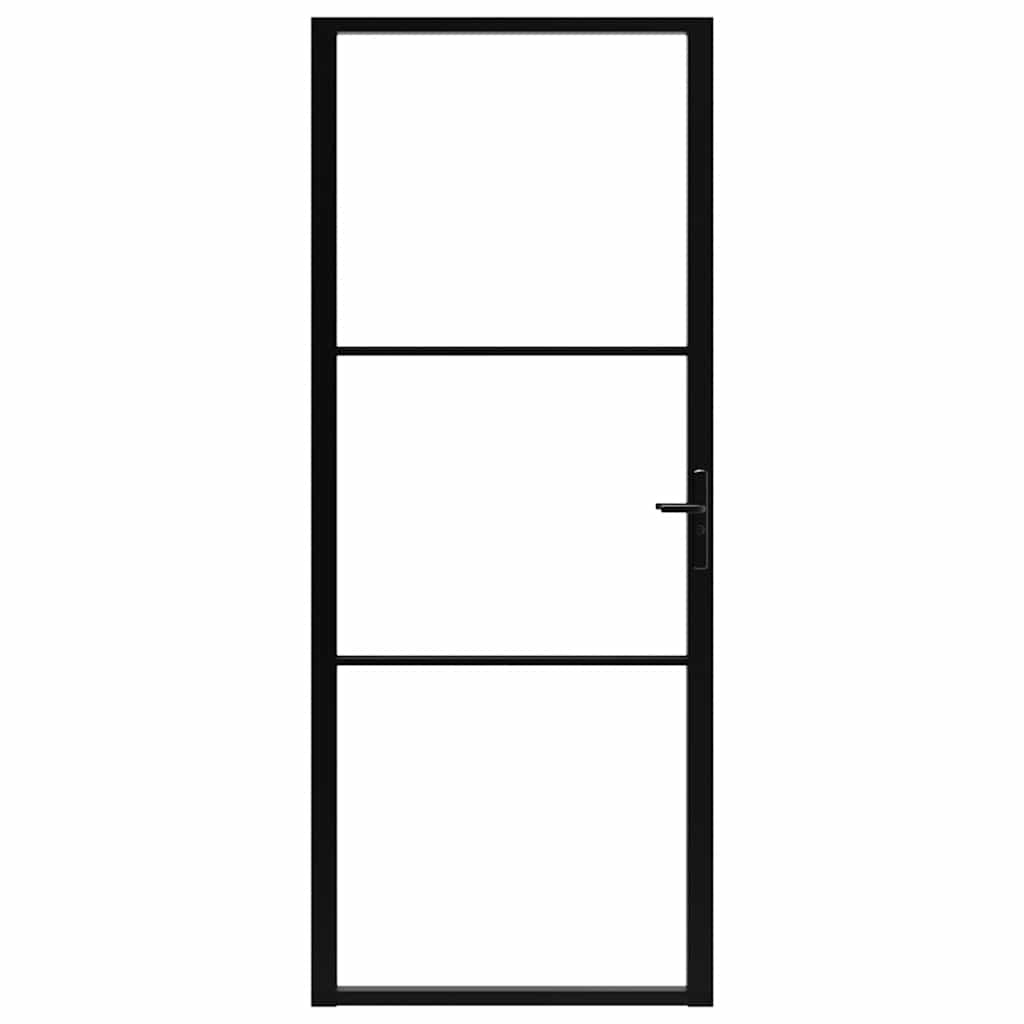 Interior Door ESG Glass and Aluminium 93x201.5 cm Black