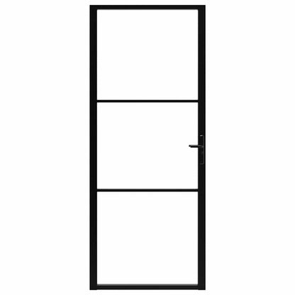 Interior Door ESG Glass and Aluminium 93x201.5 cm Black