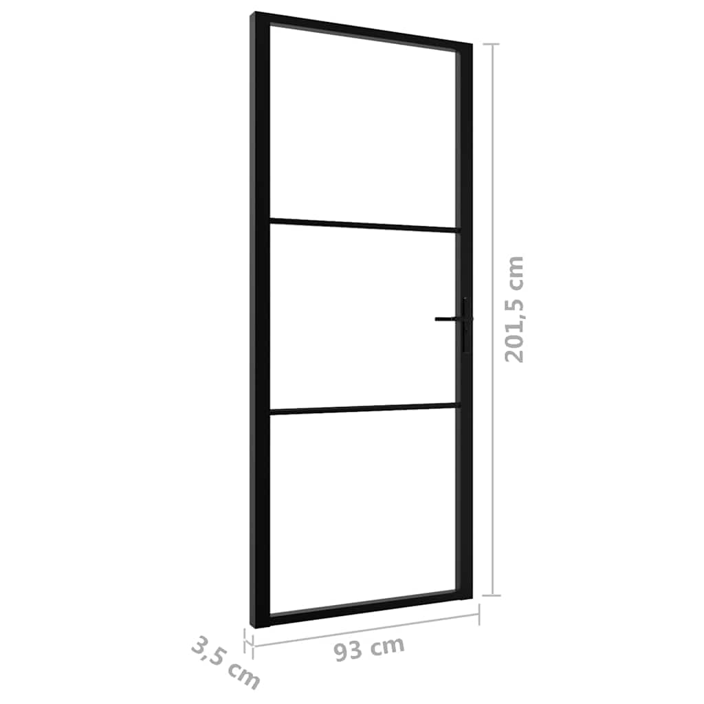 Interior Door ESG Glass and Aluminium 93x201.5 cm Black