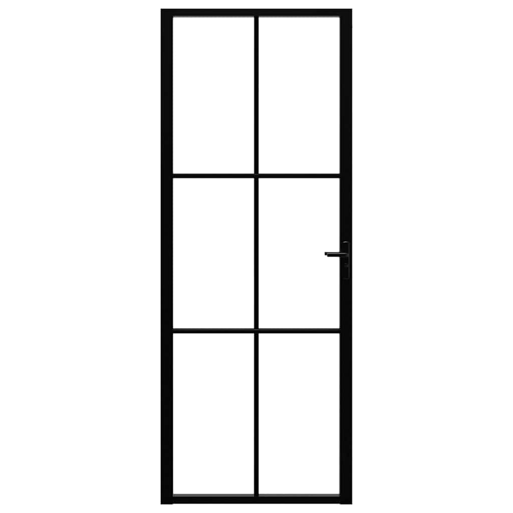 Interior Door ESG Glass and Aluminium 76x201.5 cm Black