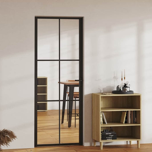 Interior Door ESG Glass and Aluminium 76x201,5 cm Black