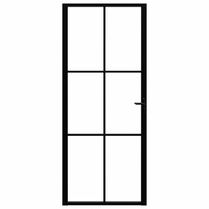 Interior Door ESG Glass and Aluminium 83x201.5 cm Black