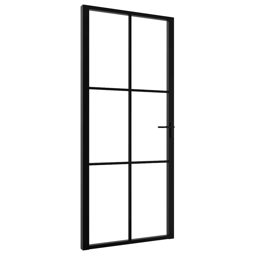 Interior Door ESG Glass and Aluminium 93x201.5 cm Black