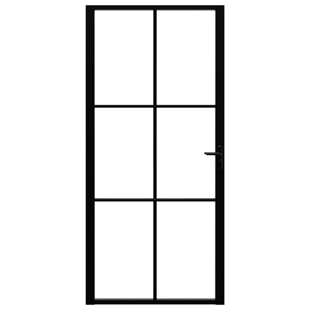 Interior Door ESG Glass and Aluminium 93x201,5 cm Black