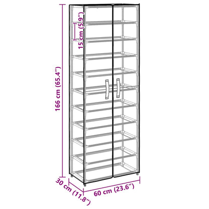 Shoe Cabinet Grey 60x30x166 cm Fabric