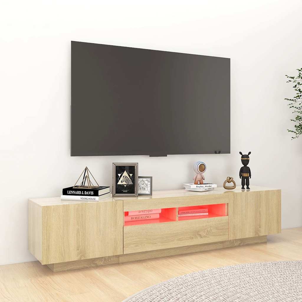 TV Cabinet with LED Lights Sonoma Oak 180x35x40 cm