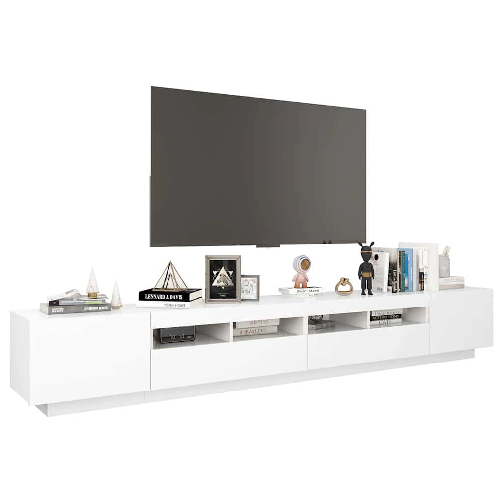 TV Cabinet with LED Lights White 260x35x40 cm