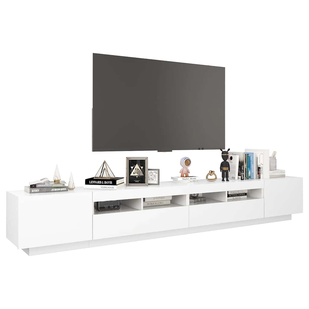 TV Cabinet with LED Lights White 260x35x40 cm