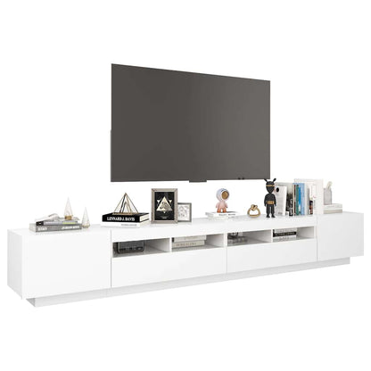 TV Cabinet with LED Lights White 260x35x40 cm