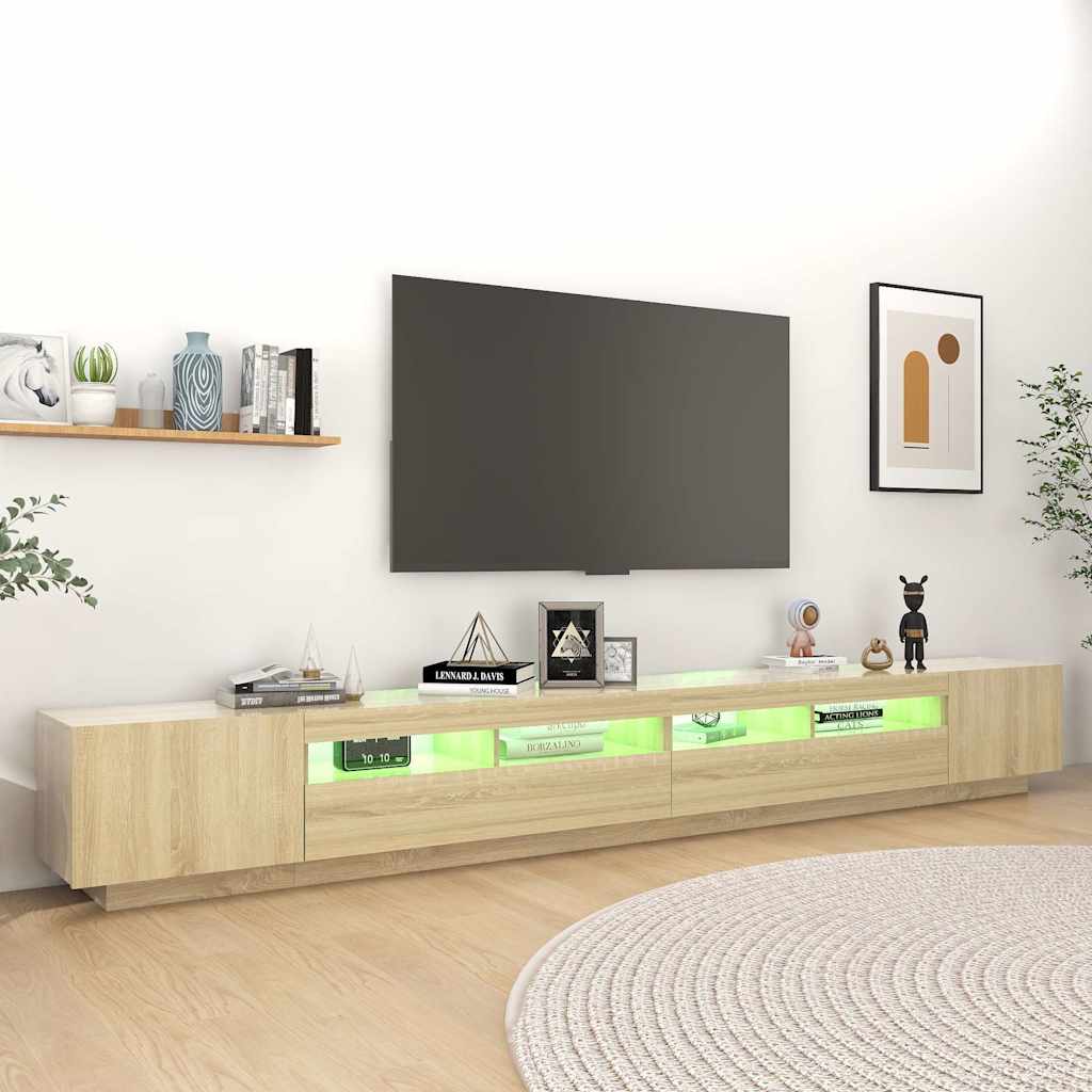 TV Cabinet with LED Lights Sonoma Oak 300x35x40 cm