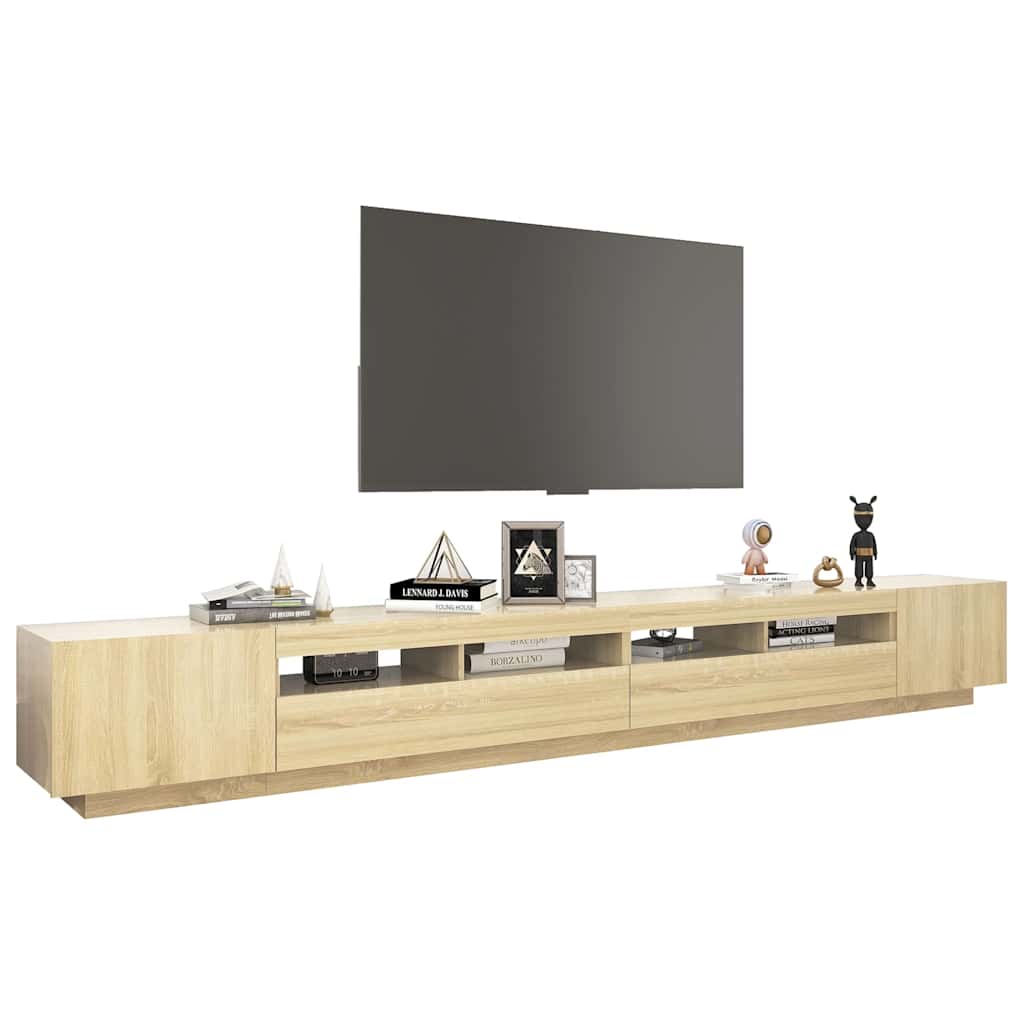 TV Cabinet with LED Lights Sonoma Oak 300x35x40 cm
