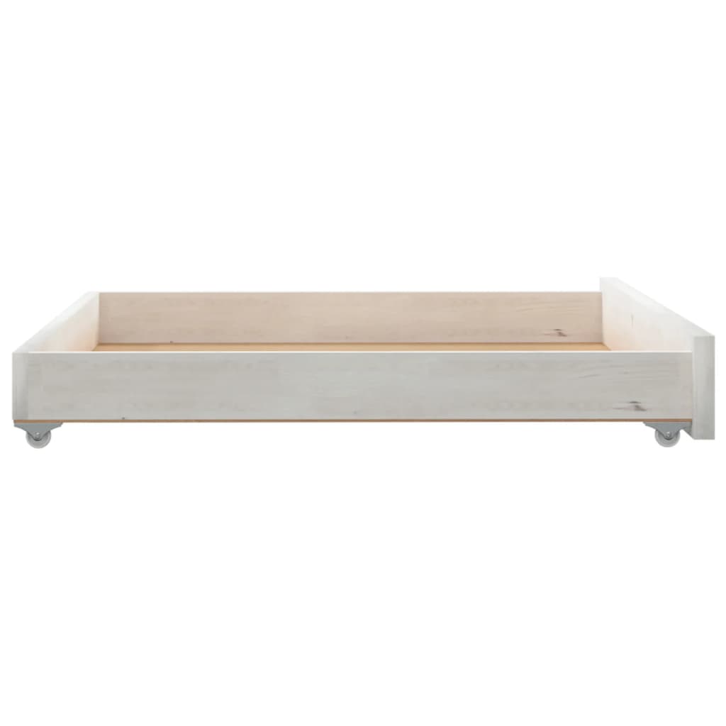 Day Bed Drawers 2 pcs White Solid Pinewood