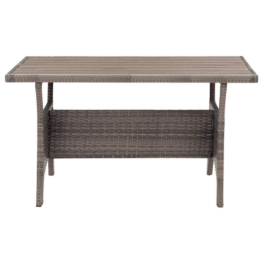 316584 vidaXL Garden Table Grey 120x70x66 cm Poly Rattan