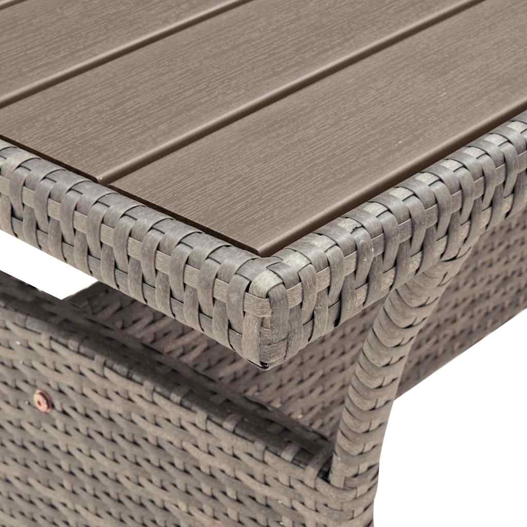 316584 vidaXL Garden Table Grey 120x70x66 cm Poly Rattan