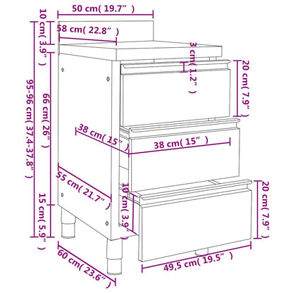 Commercial Kitchen Cabinets 2 pcs 50x60x96 cm Stainless Steel