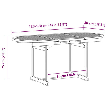 Garden Dining Table (120-170)x80x75 cm Solid Acacia Wood