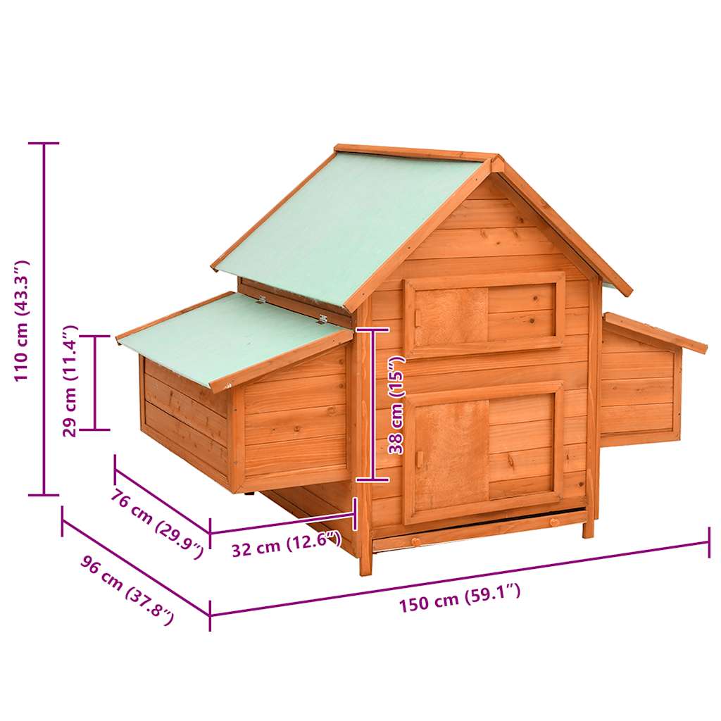 Chicken Coop 150x96x110 cm Solid Firwood