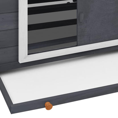 Chicken Coop Grey and White 150x96x110 cm Solid Firwood