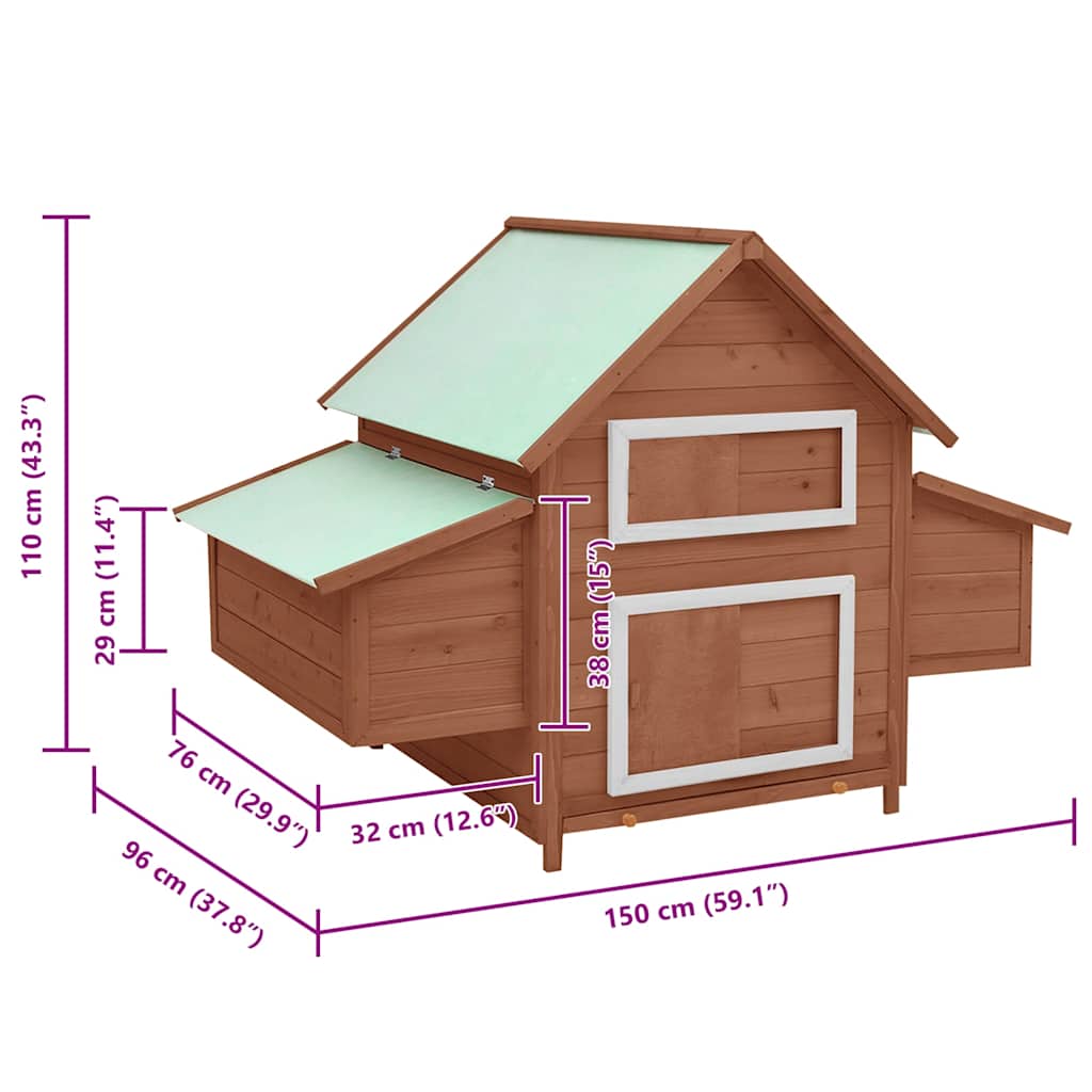 Chicken Coop Mocha and White 150x96x110 cm Solid Firwood