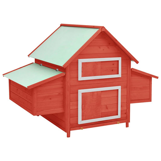 Chicken Coop Red and White 150x96x110 cm Solid Firwood