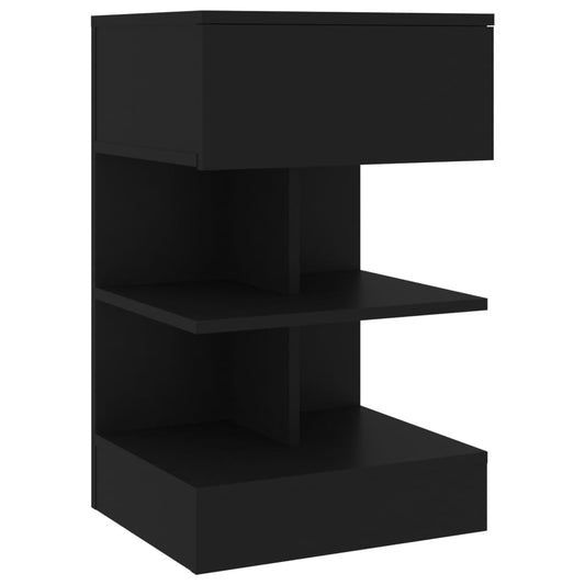 808650 vidaXL Bedside Cabinet Black 40x35x65 cm Engineered Wood