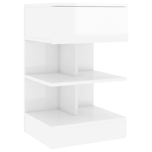 808660 vidaXL Bedside Cabinet High Gloss White 40x35x65 cm Engineered Wood