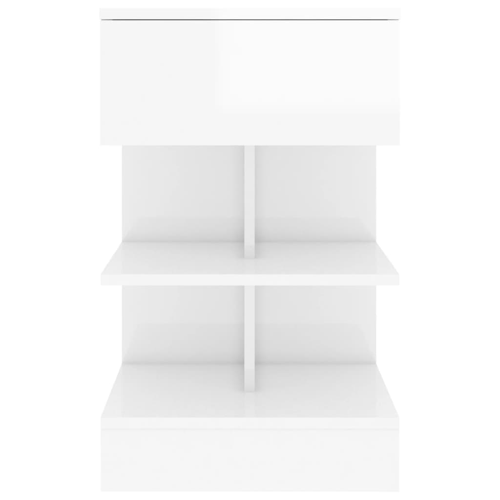 808660 vidaXL Bedside Cabinet High Gloss White 40x35x65 cm Engineered Wood