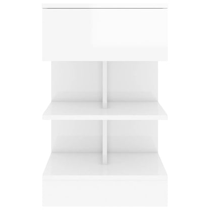808660 vidaXL Bedside Cabinet High Gloss White 40x35x65 cm Engineered Wood