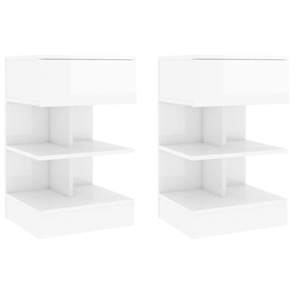 808661 vidaXL Bedside Cabinets 2 pcs High Gloss White 40x35x65 cm