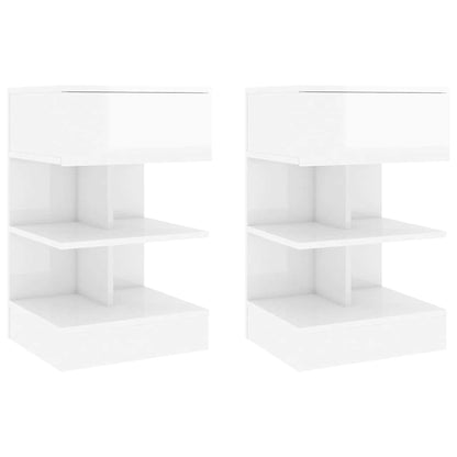 808661 vidaXL Bedside Cabinets 2 pcs High Gloss White 40x35x65 cm