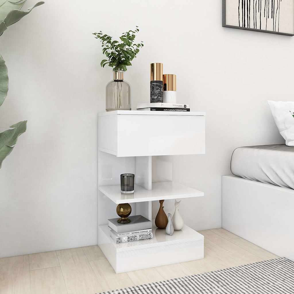 808661 vidaXL Bedside Cabinets 2 pcs High Gloss White 40x35x65 cm