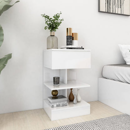 808661 vidaXL Bedside Cabinets 2 pcs High Gloss White 40x35x65 cm