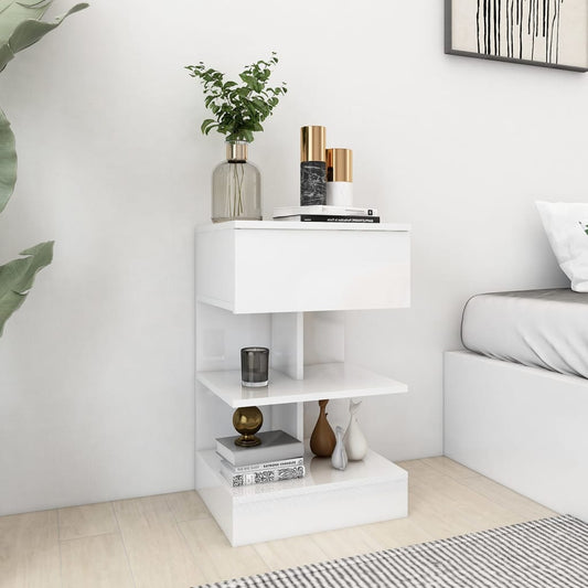 808661 vidaXL Bedside Cabinets 2 pcs High Gloss White 40x35x65 cm
