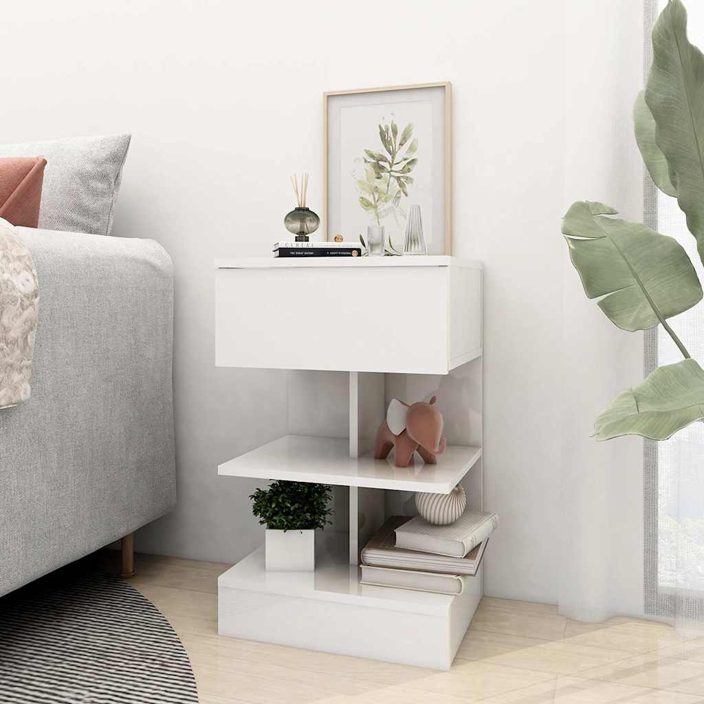 808661 vidaXL Bedside Cabinets 2 pcs High Gloss White 40x35x65 cm