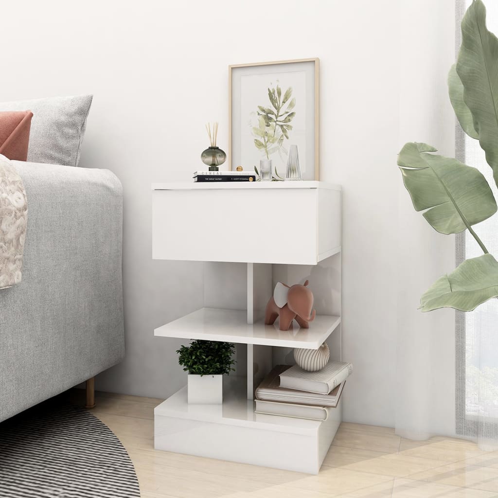 808661 vidaXL Bedside Cabinets 2 pcs High Gloss White 40x35x65 cm