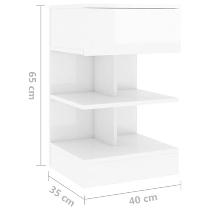 808661 vidaXL Bedside Cabinets 2 pcs High Gloss White 40x35x65 cm