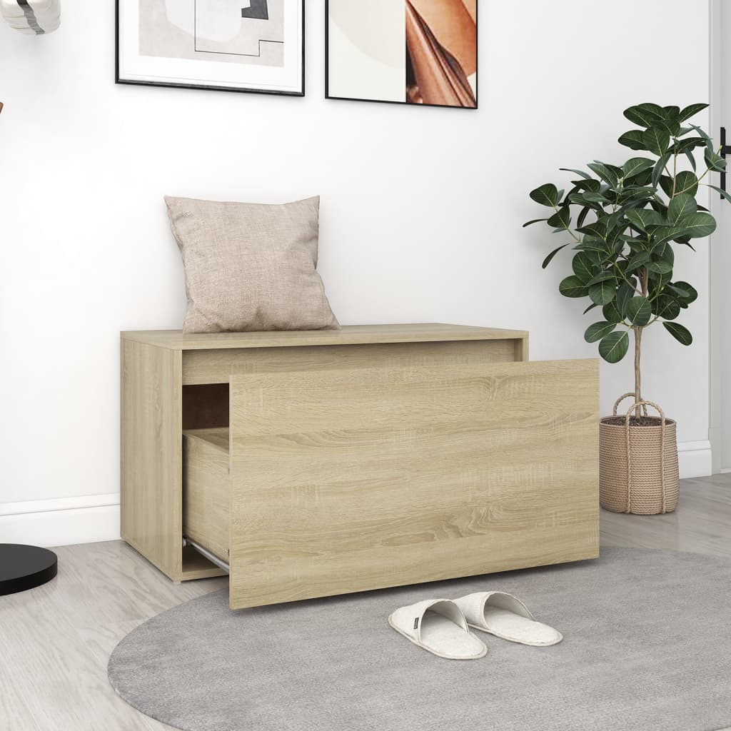 Bench | Sonoma oak | Engineered wood | 80x40x45 cm | Entryway Bench