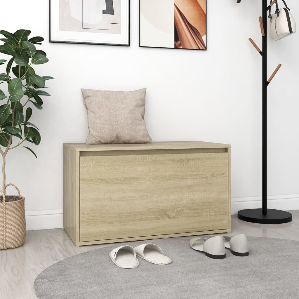 Bench | Sonoma oak | Engineered wood | 80x40x45 cm | Entryway Bench